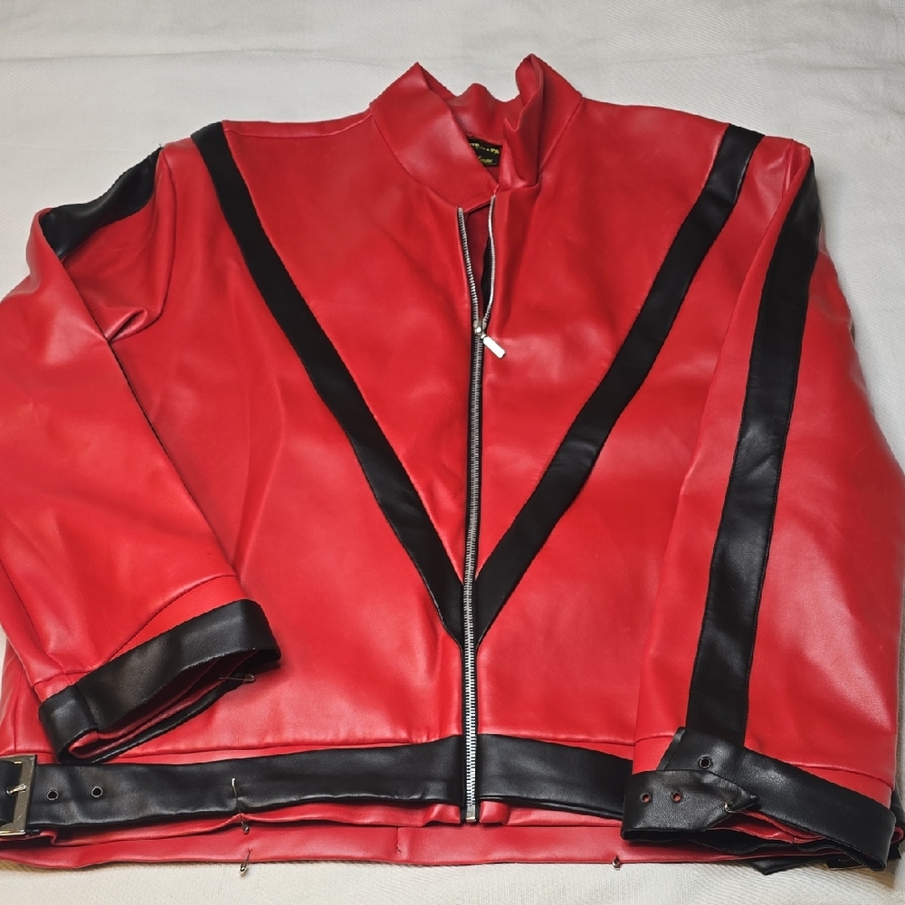 Underwraps Red and Black Costume Polyester Leather Jacket